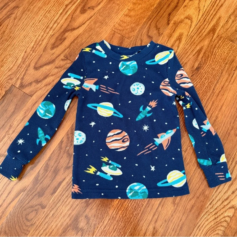 Toddler Navy Space Rocket Pajama Set - Long Sleeve & Pants - Picture 2 of 4